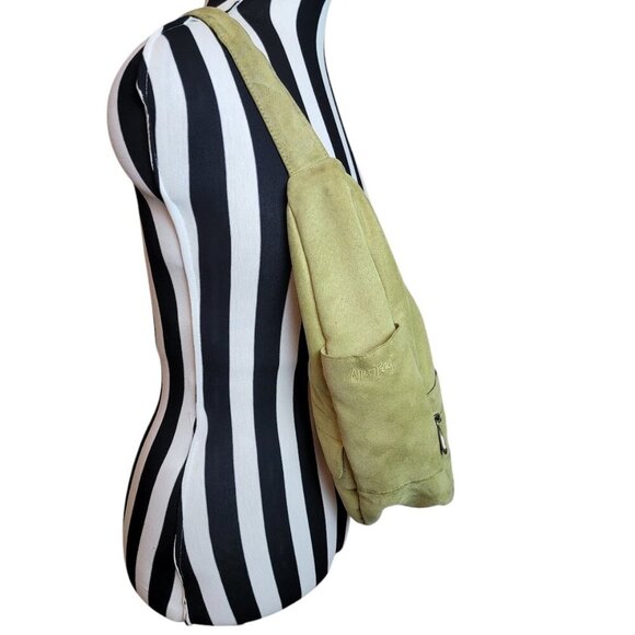 AmeriBag Green Suede Fabric CrossBody Sling Shoulder Bag Healthy BackPack - Picture 4 of 11